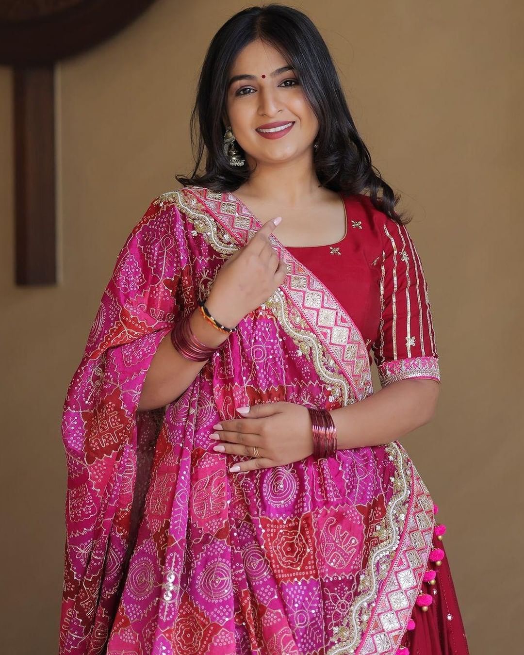 Bandhani Bliss Mirror Work Lehenga Set
