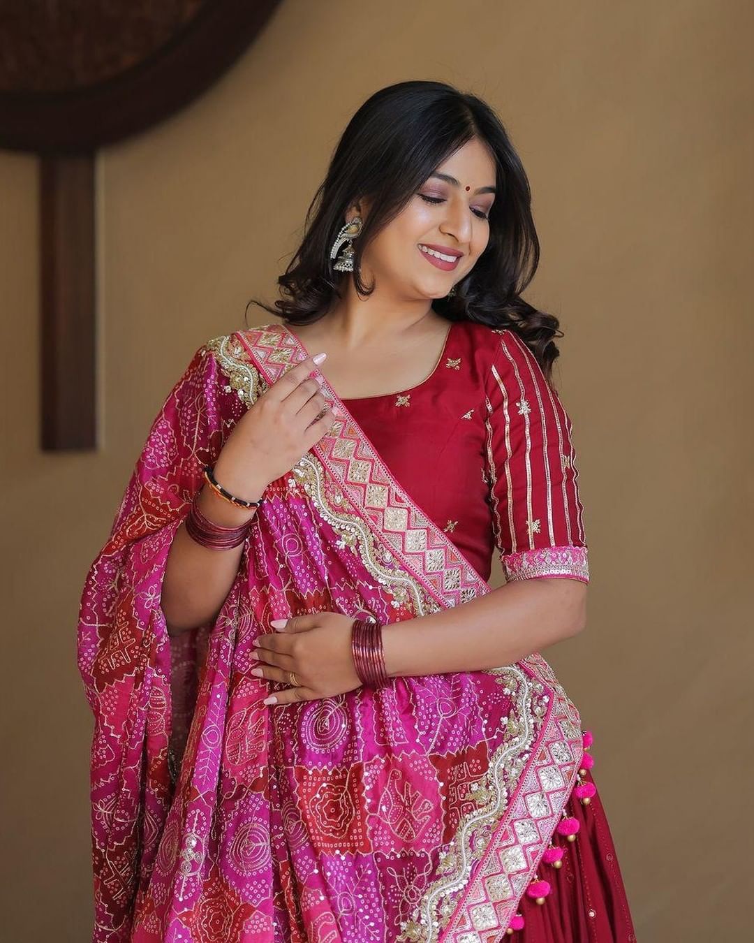 Bandhani Bliss Mirror Work Lehenga Set