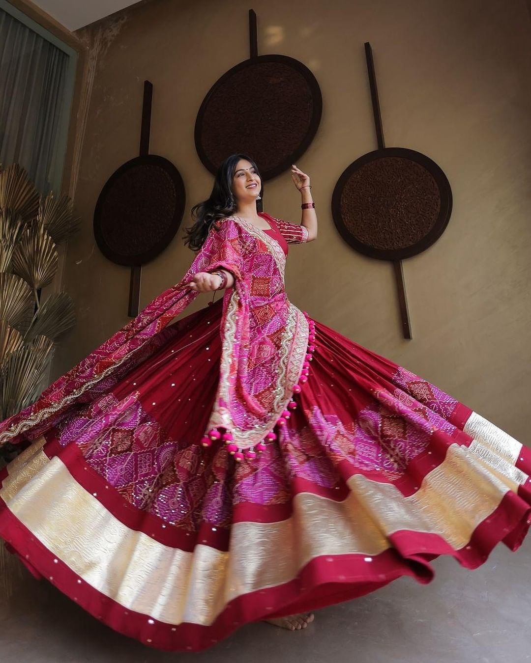 Bandhani Bliss Mirror Work Lehenga Set
