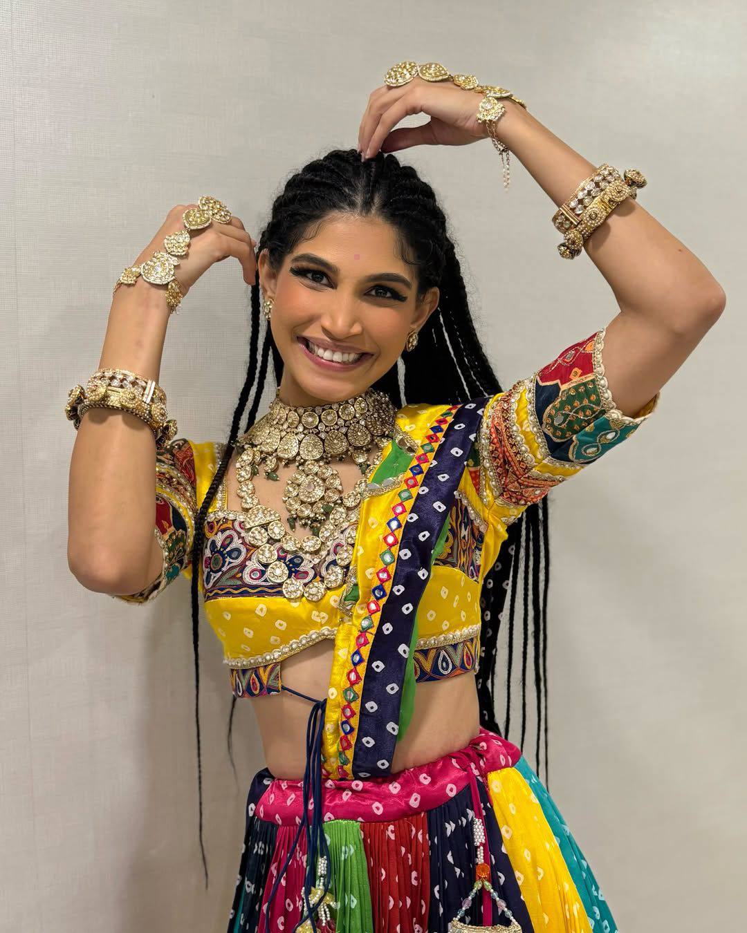 "Fusion of Tradition & Trend  Colorful Garba Vibes with a Modern Twist  Lehanga Choli Set