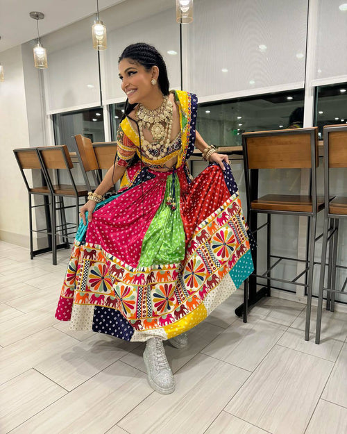 "Fusion of Tradition & Trend  Colorful Garba Vibes with a Modern Twist  Lehanga Choli Set