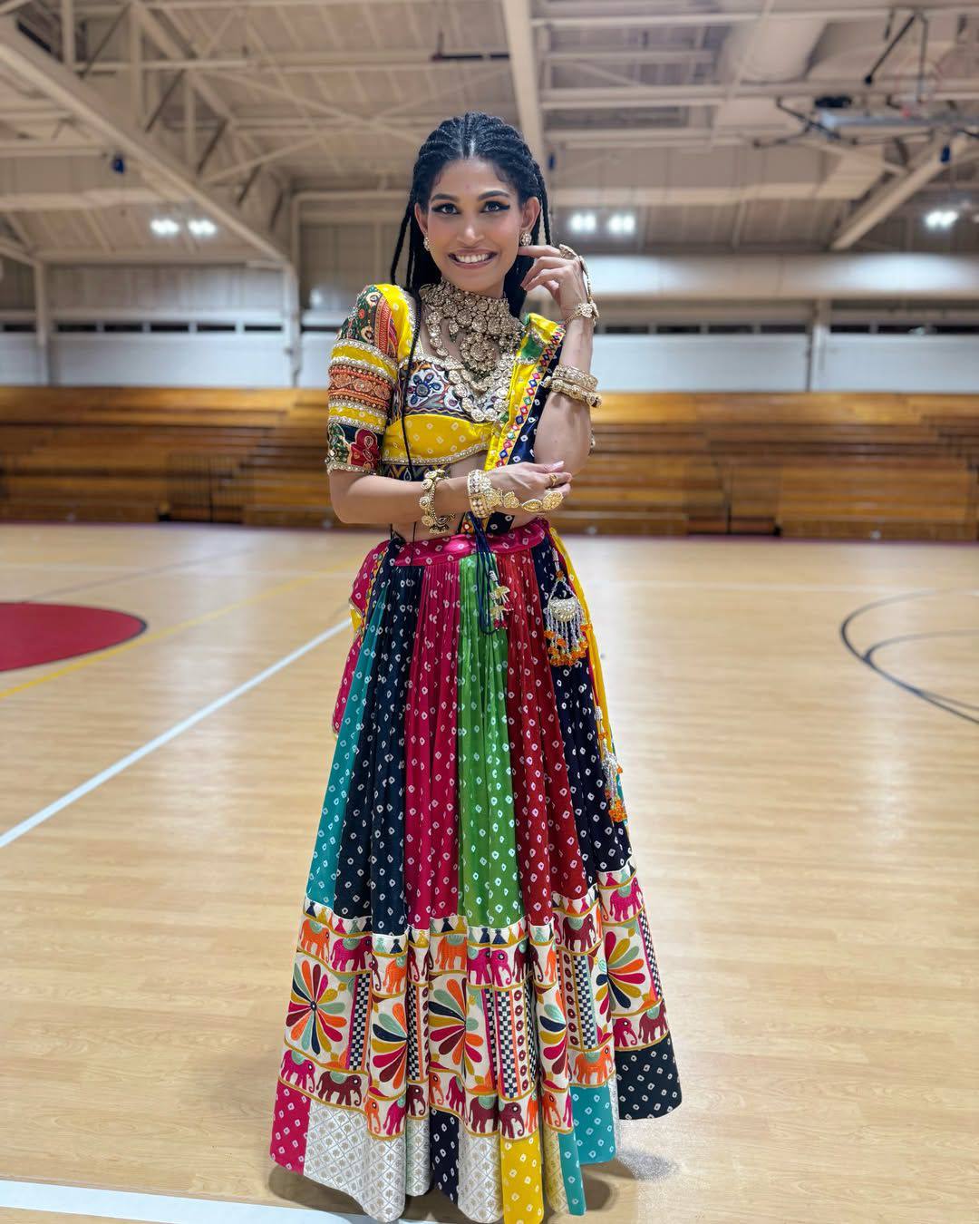 "Fusion of Tradition & Trend  Colorful Garba Vibes with a Modern Twist  Lehanga Choli Set