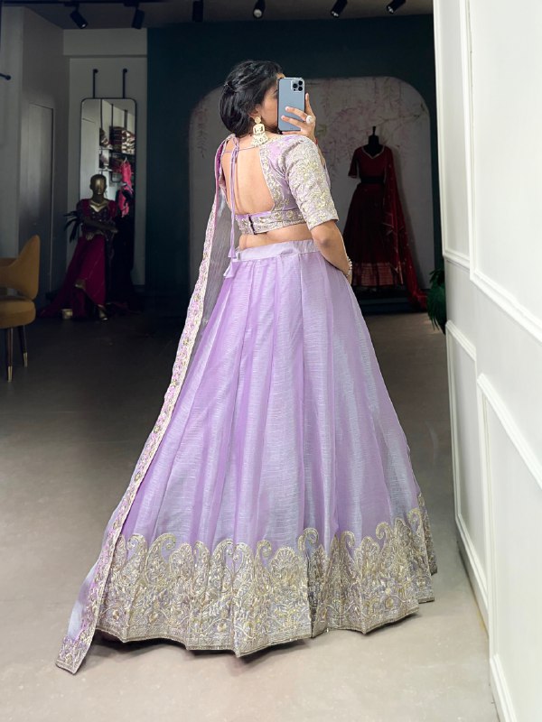 SHIVALI SEQUINS EMBROIDERY WORK BURBERRY SILK LEHENGA CHOLI