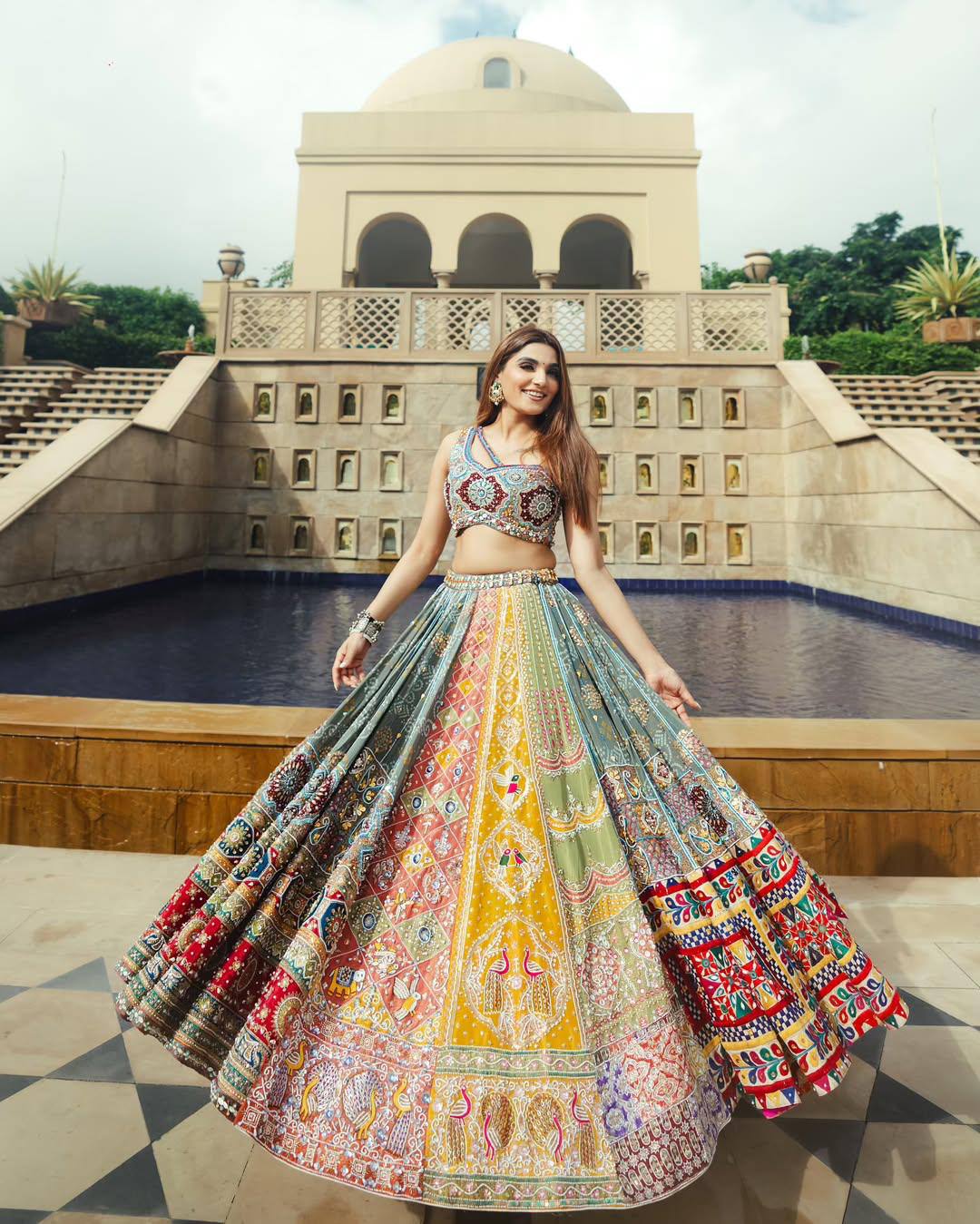 Rustic Royalty Muslin Cotton Mirror Work Lehenga Choli
