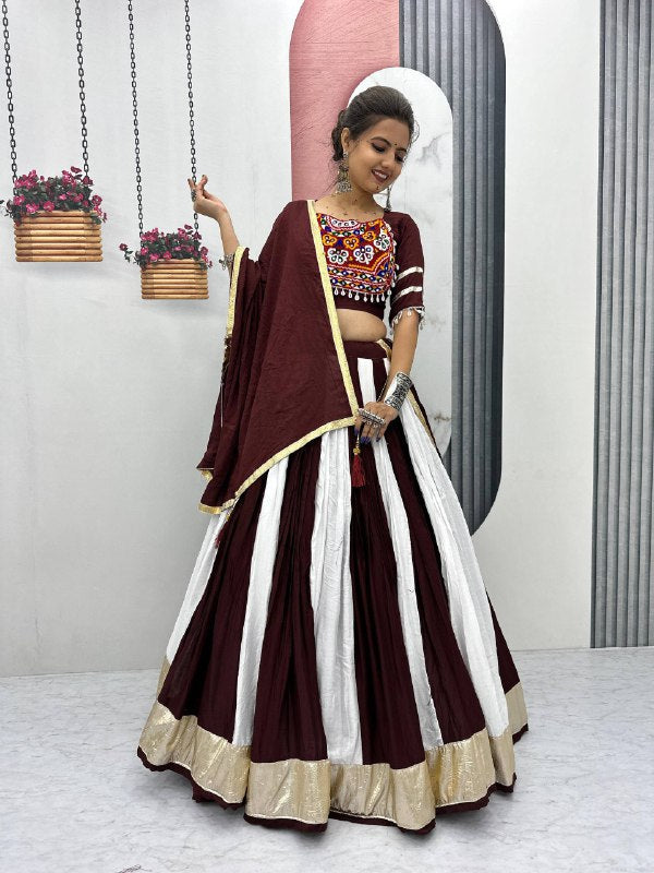 Maroon Mystique Handcrafted Mirror Work Navratri Lehenga Choli Set