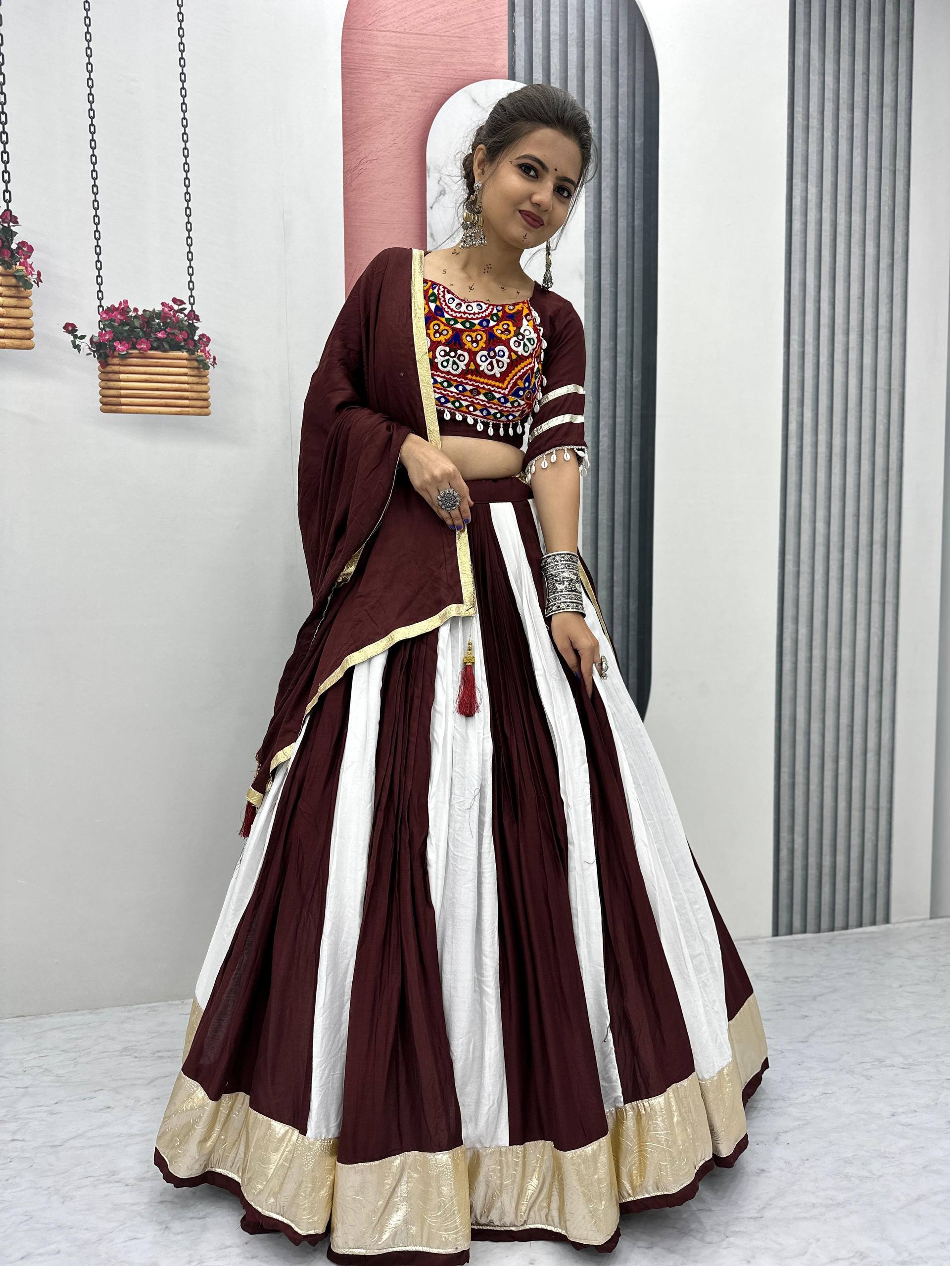 Maroon Mystique Handcrafted Mirror Work Navratri Lehenga Choli Set