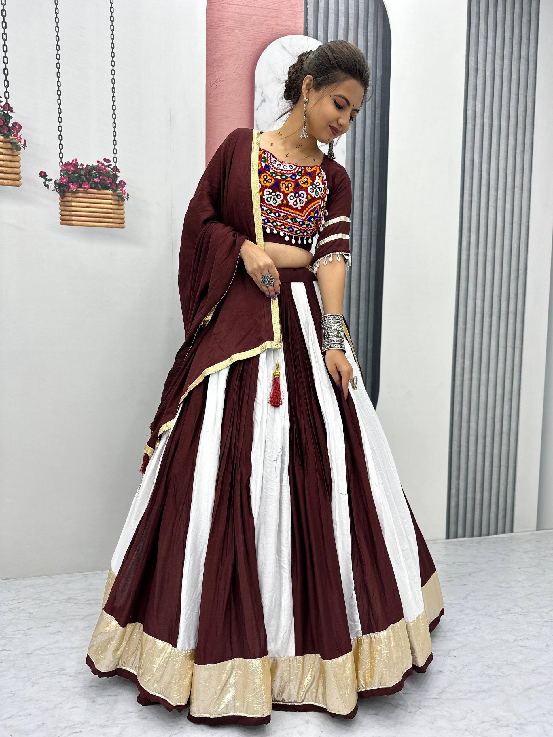 Maroon Mystique Handcrafted Mirror Work Navratri Lehenga Choli Set