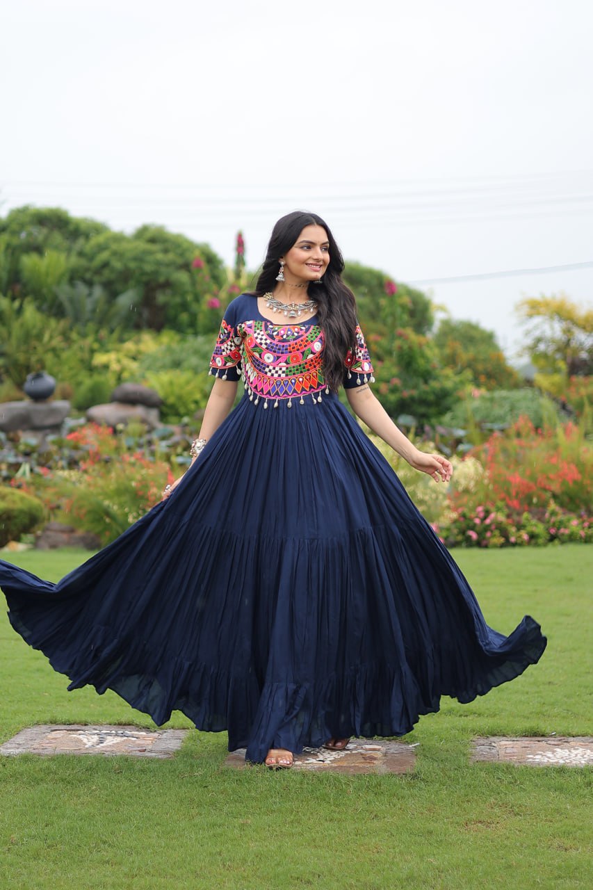 Ghoomar Tales Mirror Embellished Festive Gown