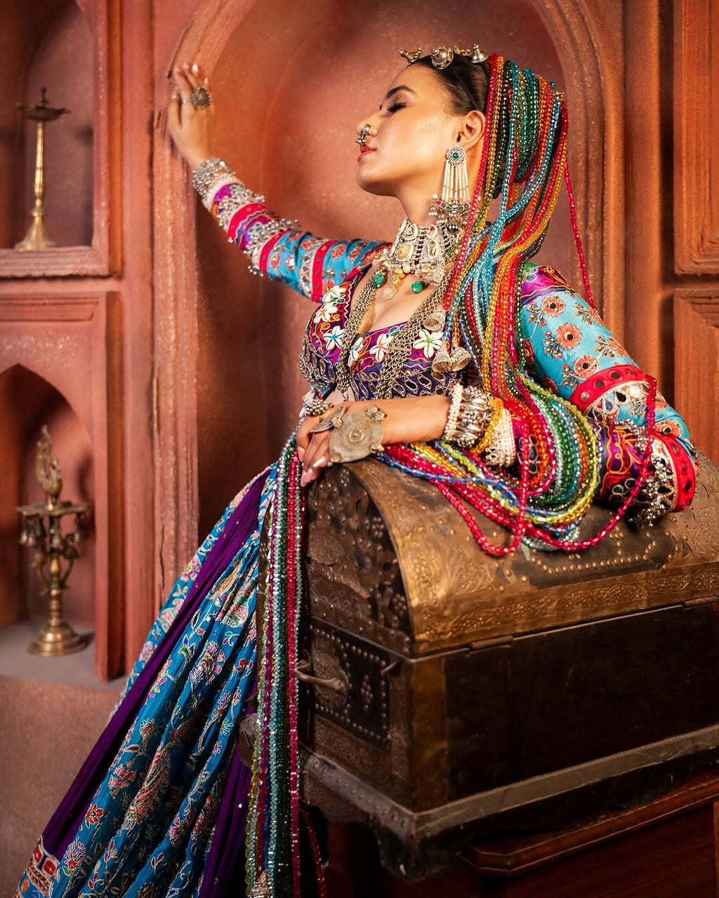 Pankhudi Navratri Special Ghaghra with Multicolor Kalidar Flare  Lehenga Choli