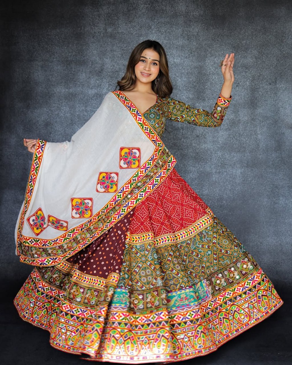 Nritya Traditional Mirror Embroidery with Flared Ghagra for Festive Twirls Lehenga