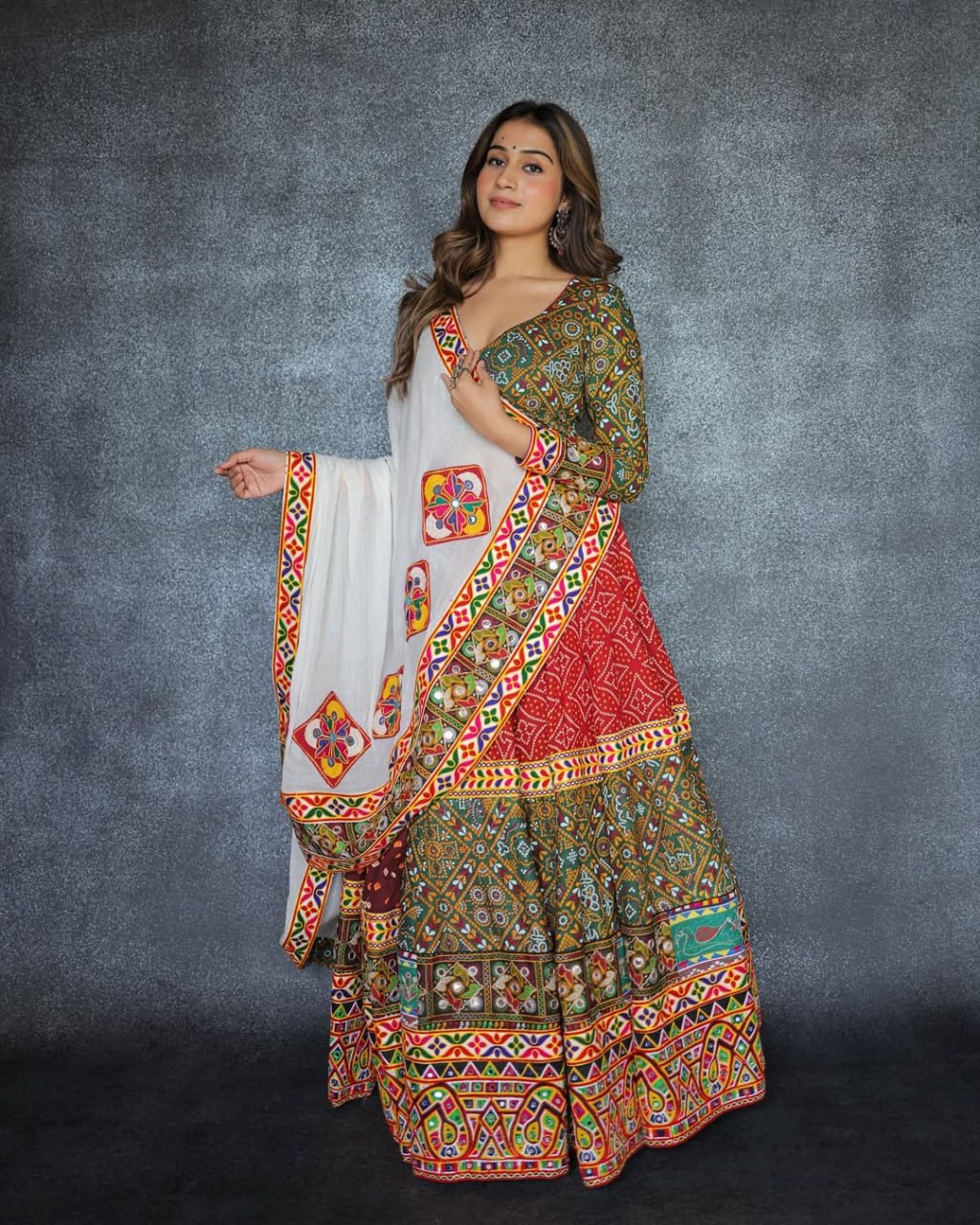Nritya Traditional Mirror Embroidery with Flared Ghagra for Festive Twirls Lehenga