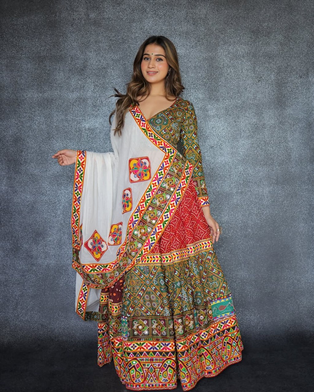 Nritya Traditional Mirror Embroidery with Flared Ghagra for Festive Twirls Lehenga