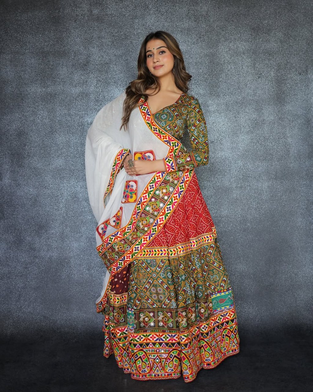 Nritya Traditional Mirror Embroidery with Flared Ghagra for Festive Twirls Lehenga