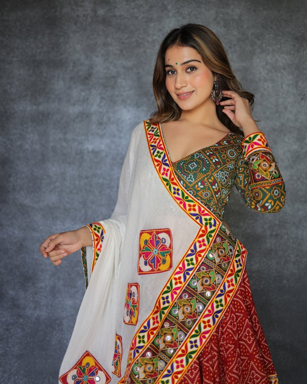 Nritya Traditional Mirror Embroidery with Flared Ghagra for Festive Twirls Lehenga