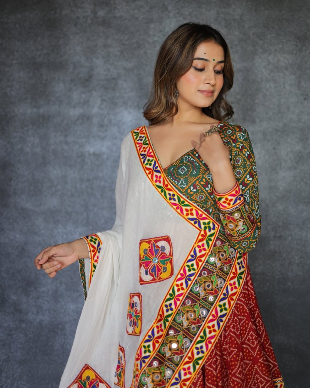Nritya Traditional Mirror Embroidery with Flared Ghagra for Festive Twirls Lehenga