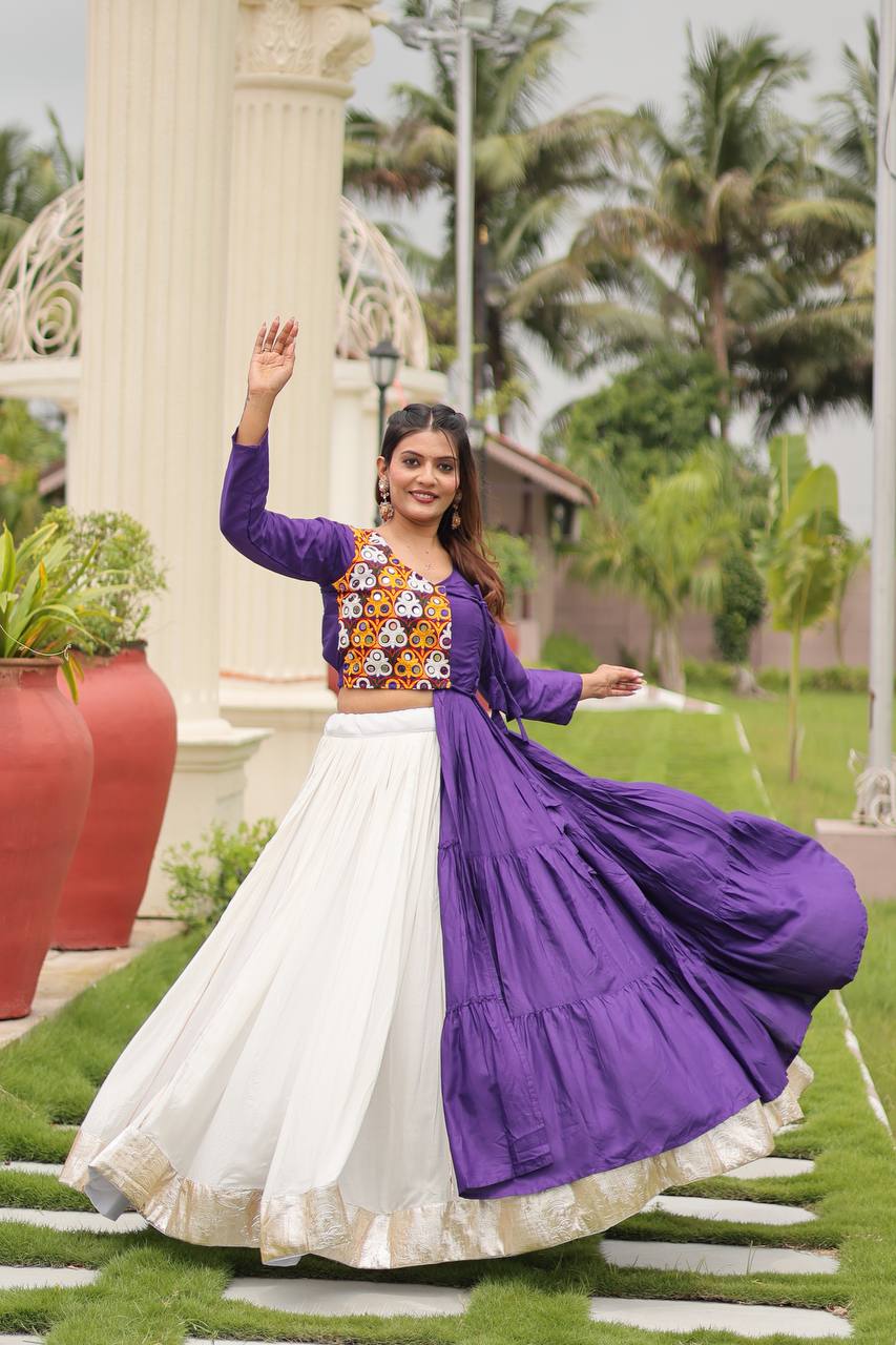 Garba Queen Twirl Ready Multicolor Blouse with Contrast Flared Lehenga