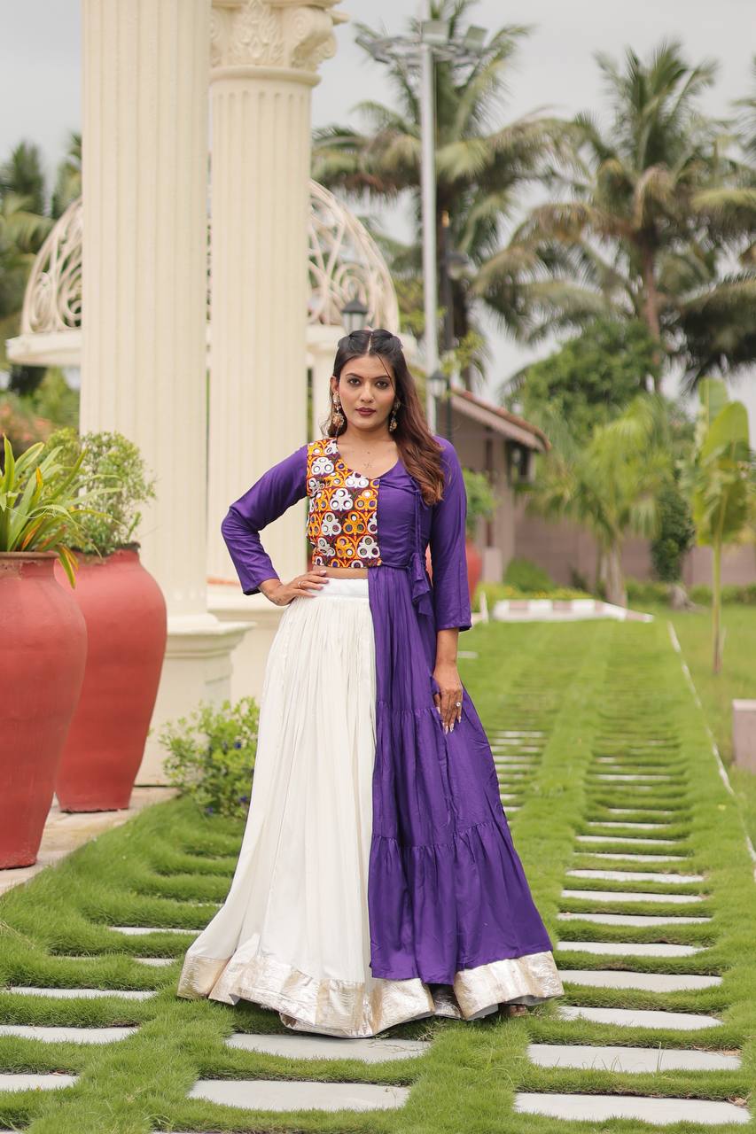 Garba Queen Twirl Ready Multicolor Blouse with Contrast Flared Lehenga