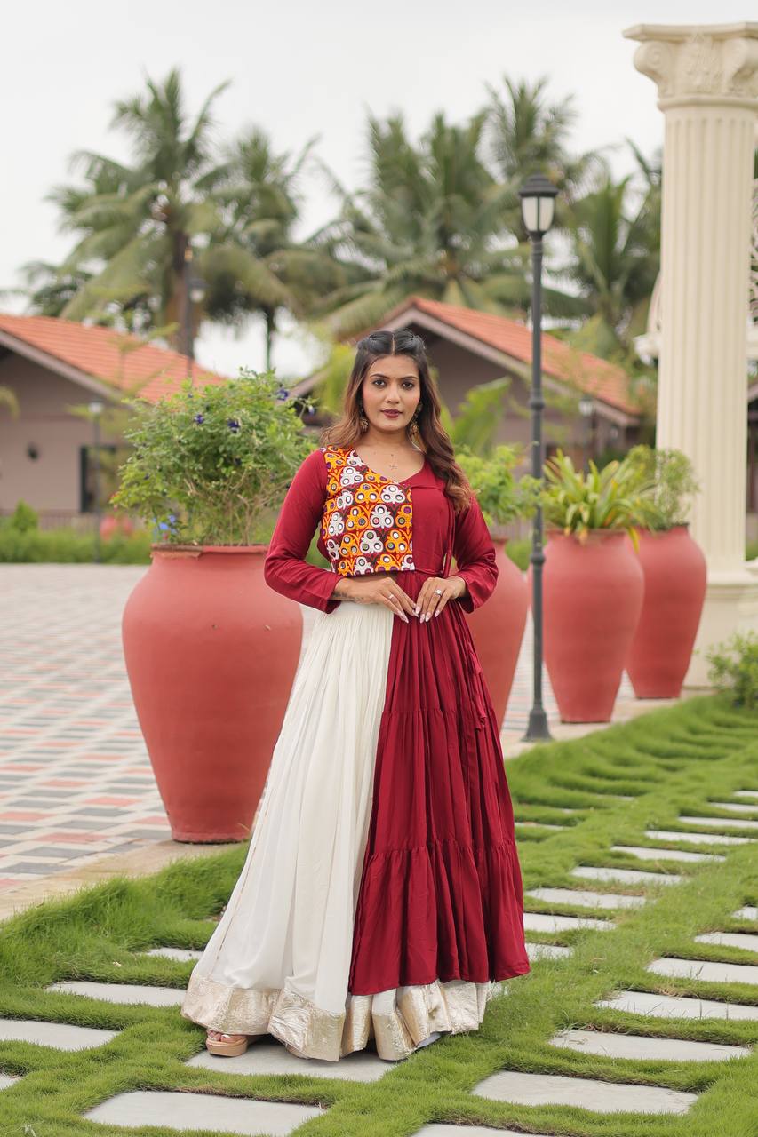 Garba Queen Twirl Ready Multicolor Blouse with Contrast Flared Lehenga