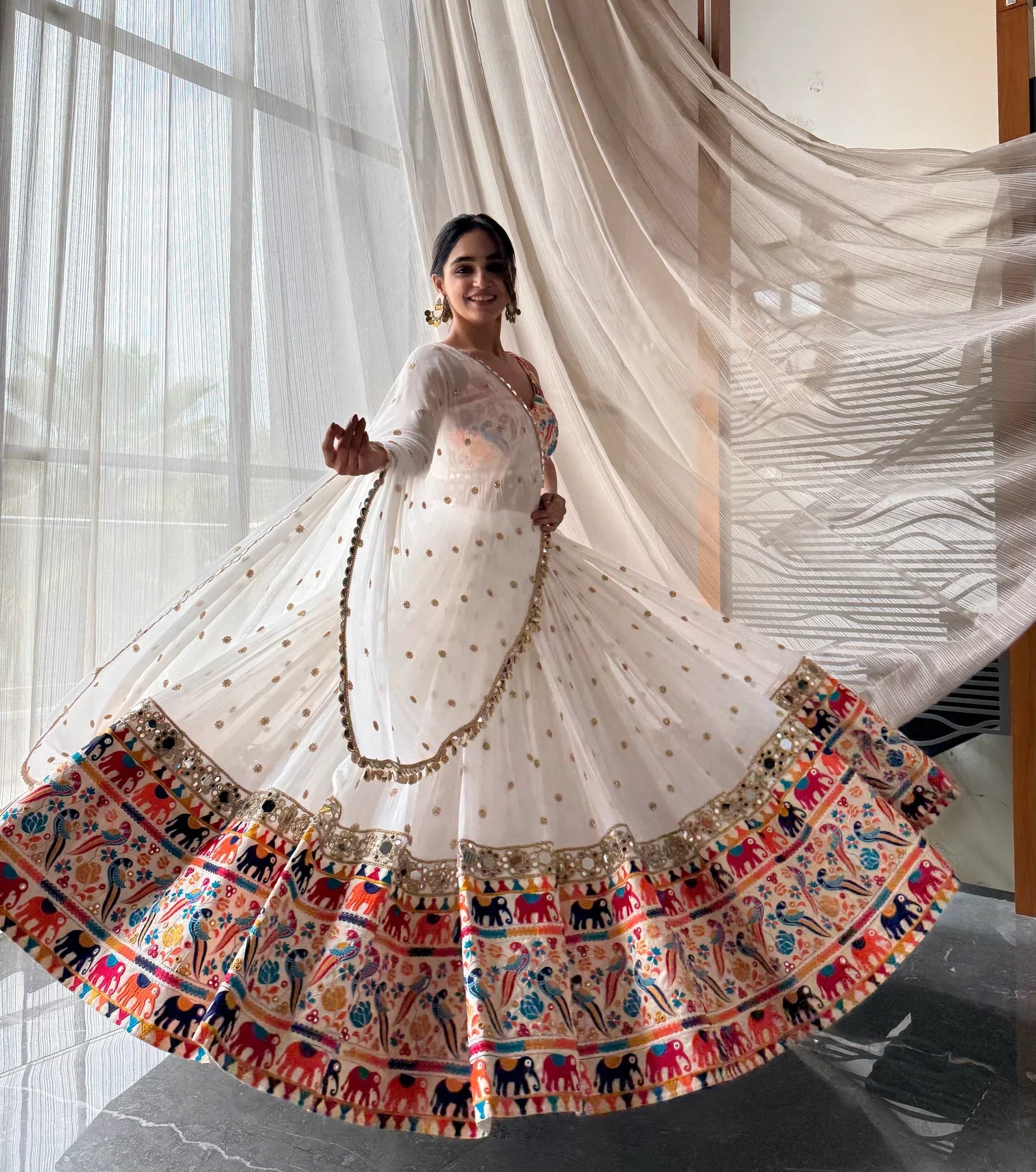 Anaya Multicolor Rajasthani Embroidery Mirror Work Lehenga set