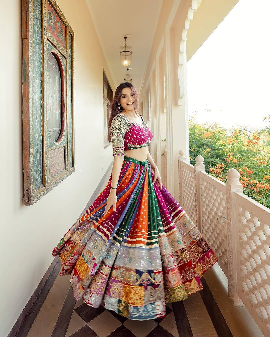 Traditional Mirror Work Lehenga Choli for Dandiya Nights