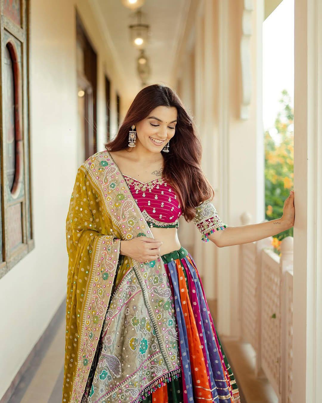 Traditional Mirror Work Lehenga Choli for Dandiya Nights