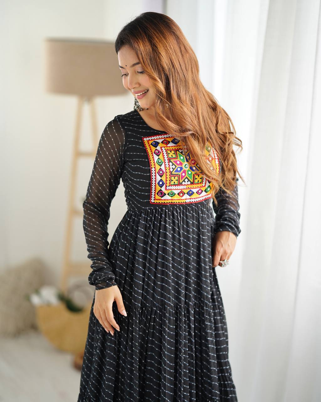 Dandiya Bandhani Inspired Flared Gown