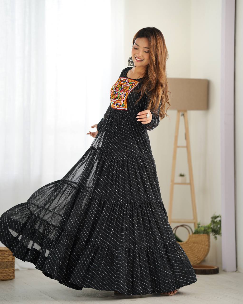 Dandiya Bandhani Inspired Flared Gown