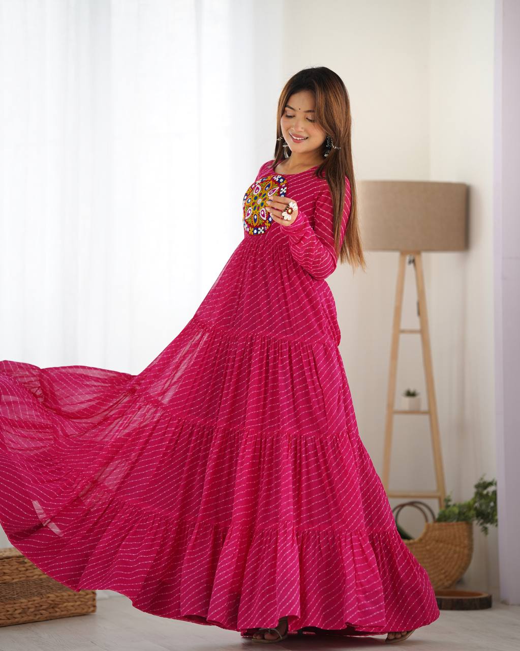 Dandiya Bandhani Inspired Flared Gown