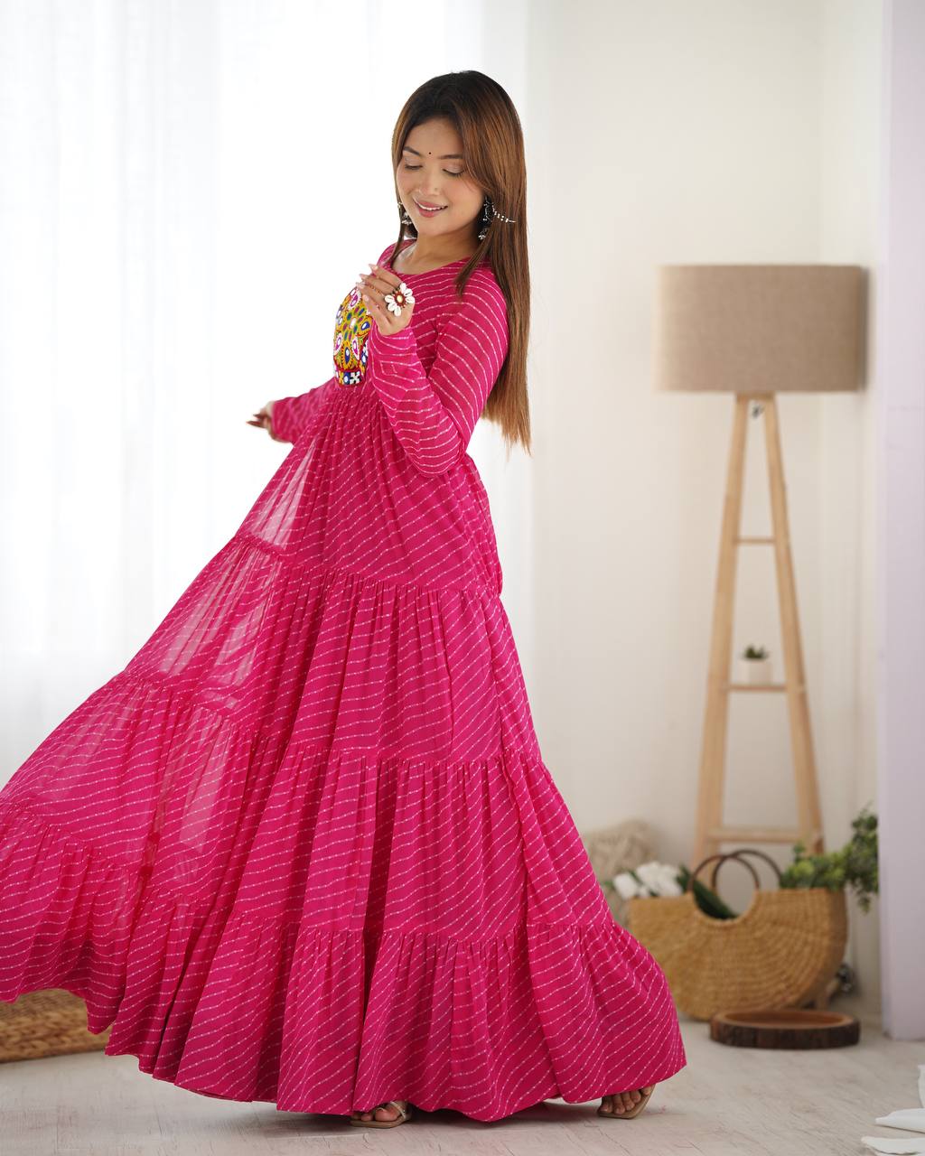 Dandiya Bandhani Inspired Flared Gown