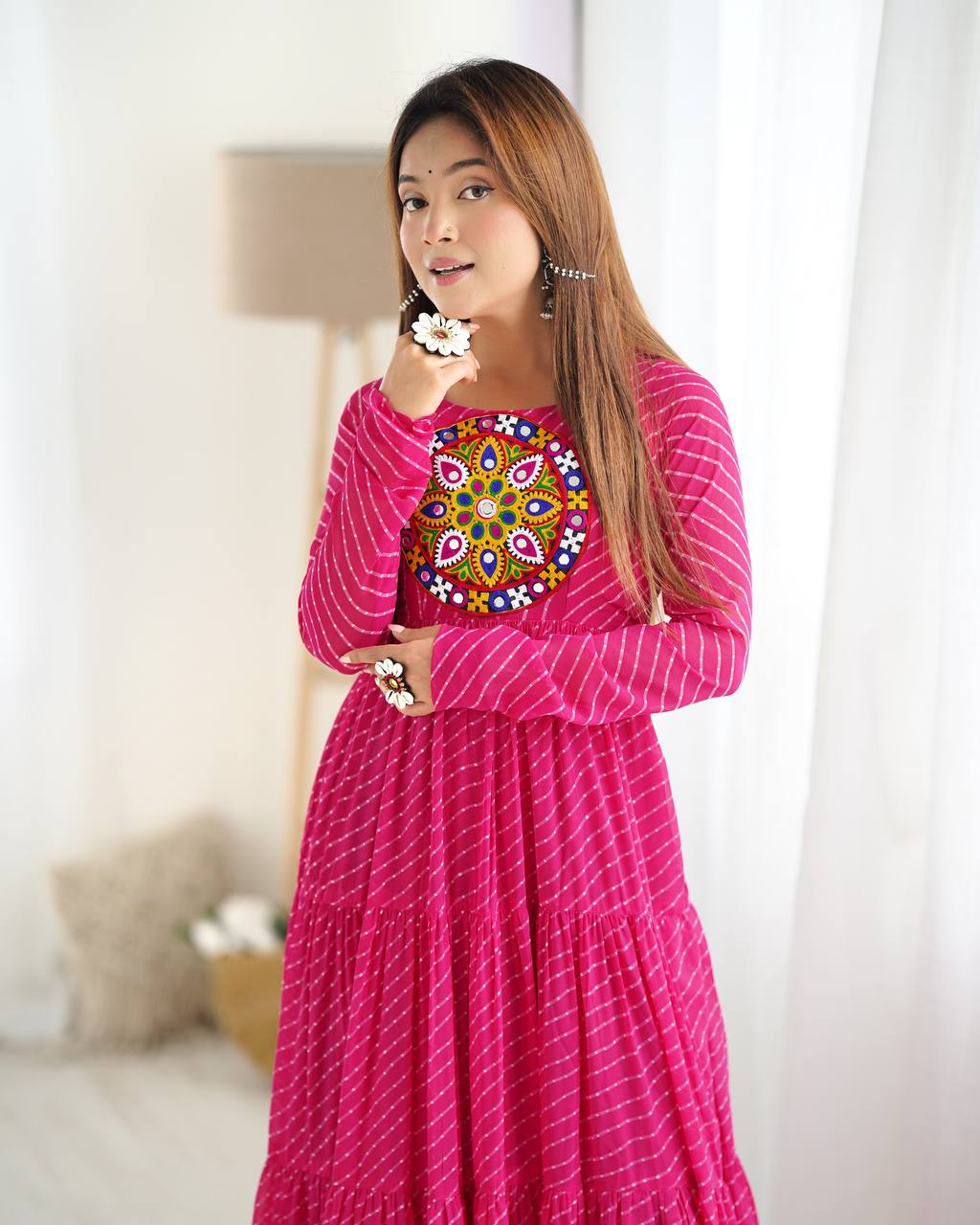 Dandiya Bandhani Inspired Flared Gown