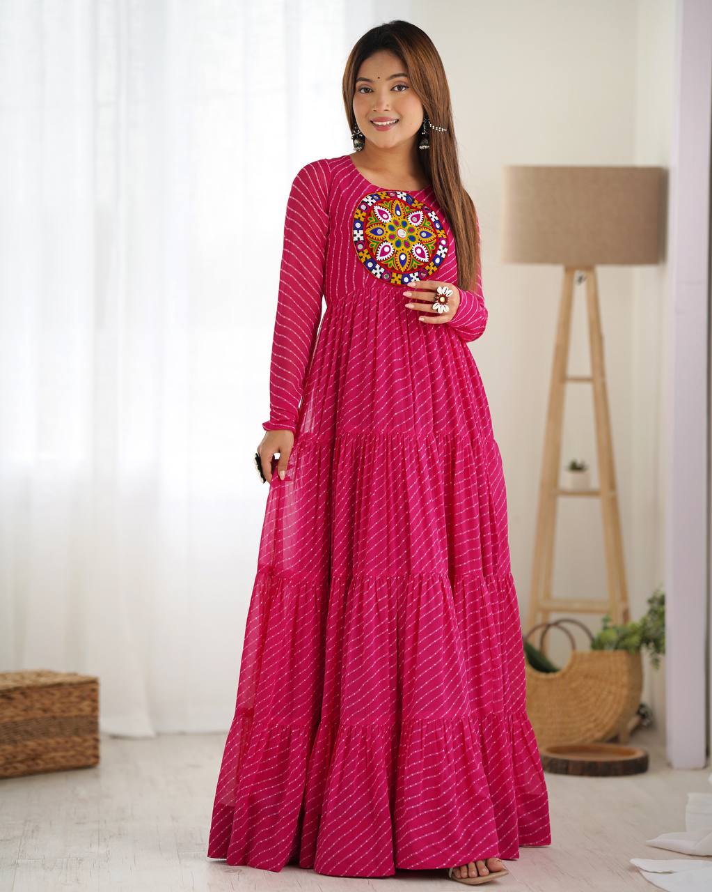 Dandiya Bandhani Inspired Flared Gown