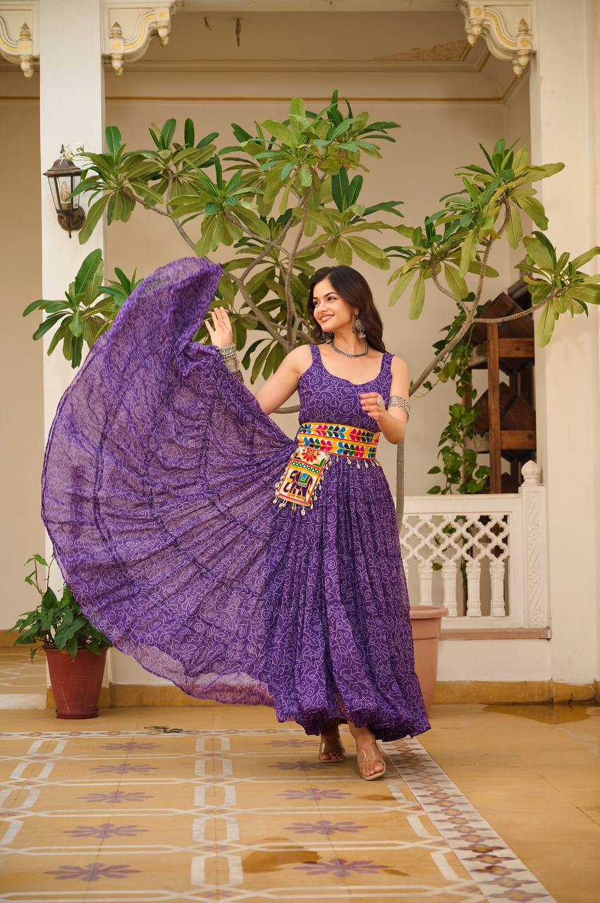 Heritage Swirl Bandhni Print Navratri Special Gown