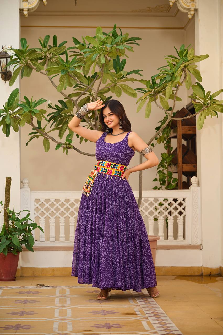Heritage Swirl Bandhni Print Navratri Special Gown