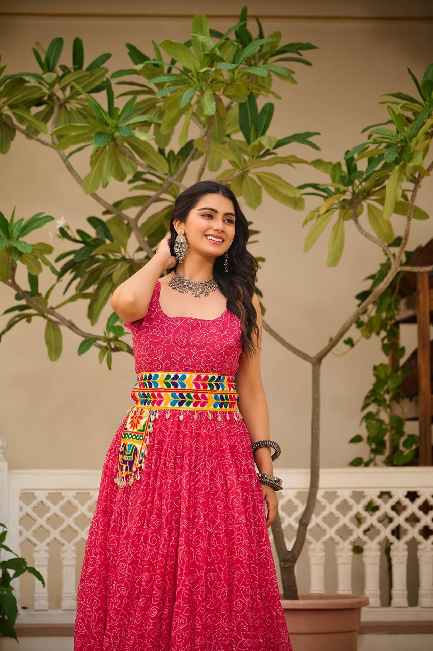Heritage Swirl Bandhni Print Navratri Special Gown