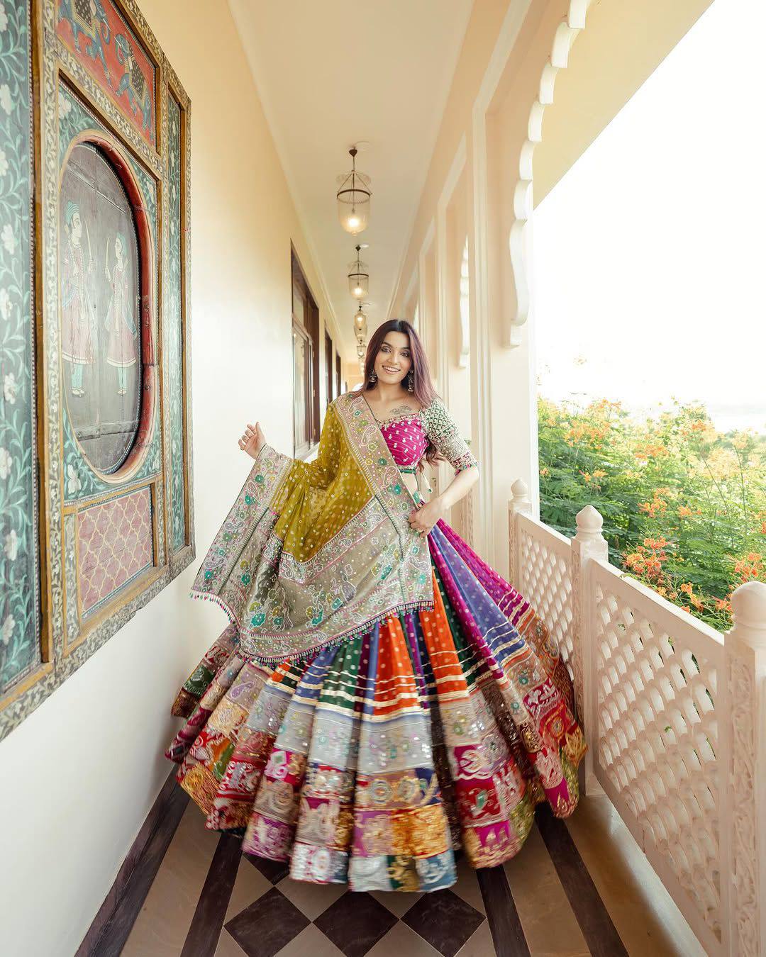 Traditional Mirror Work Lehenga Choli for Dandiya Nights