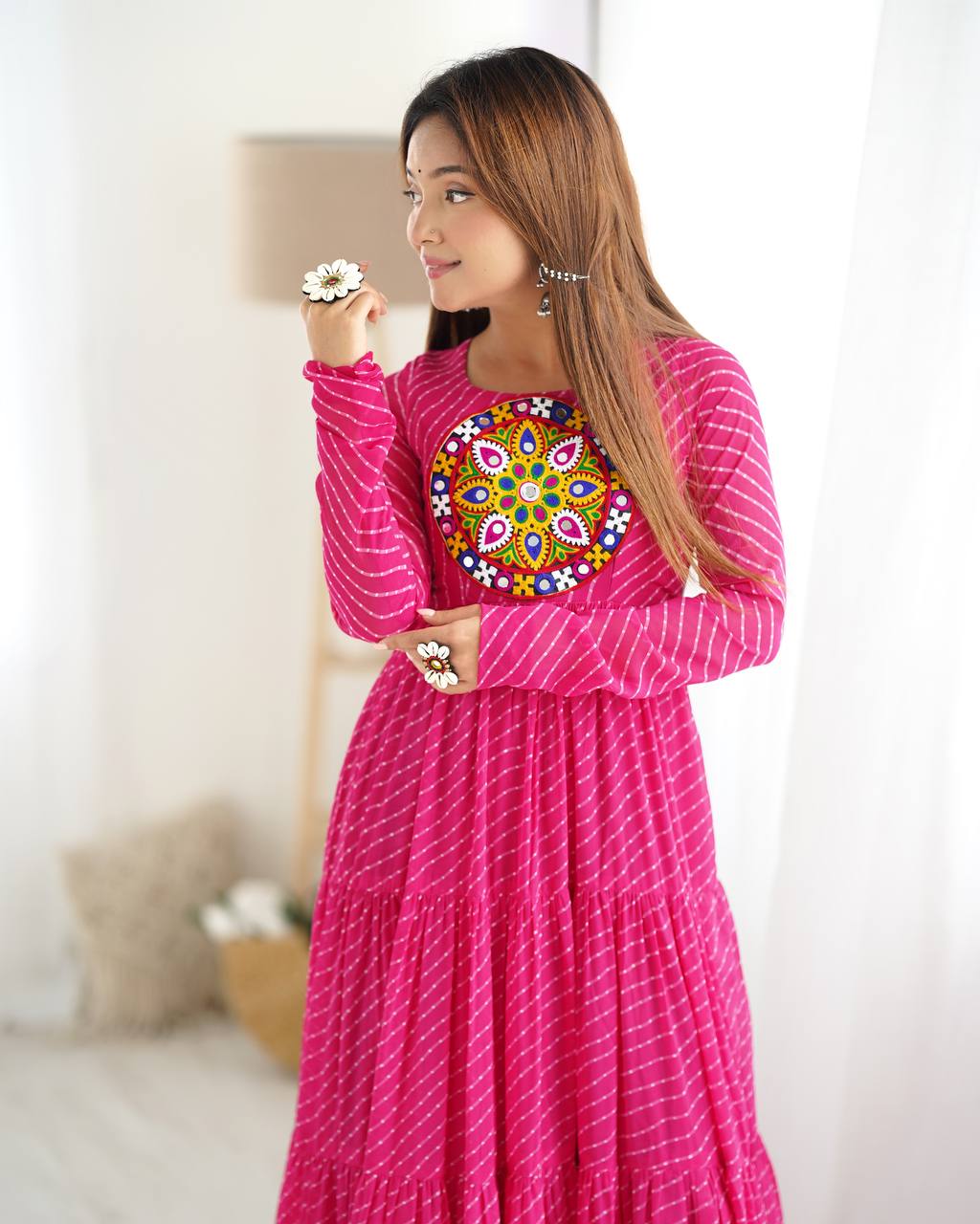 Dandiya Bandhani Inspired Flared Gown