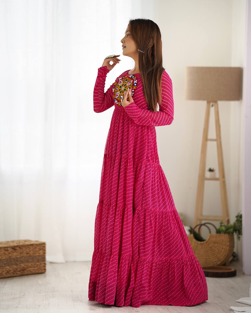 Dandiya Bandhani Inspired Flared Gown