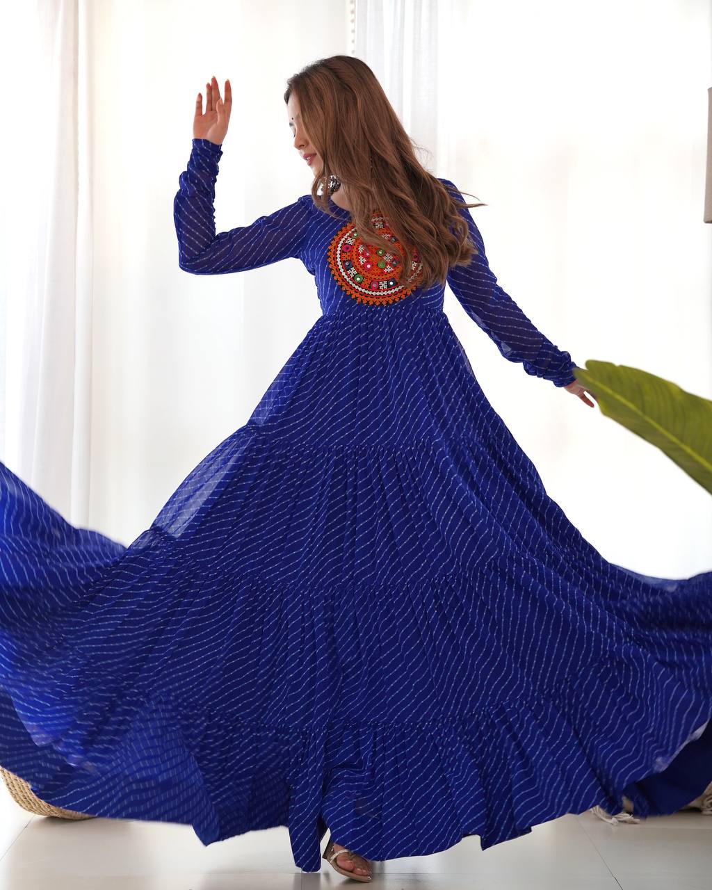 Dandiya Bandhani Inspired Flared Gown
