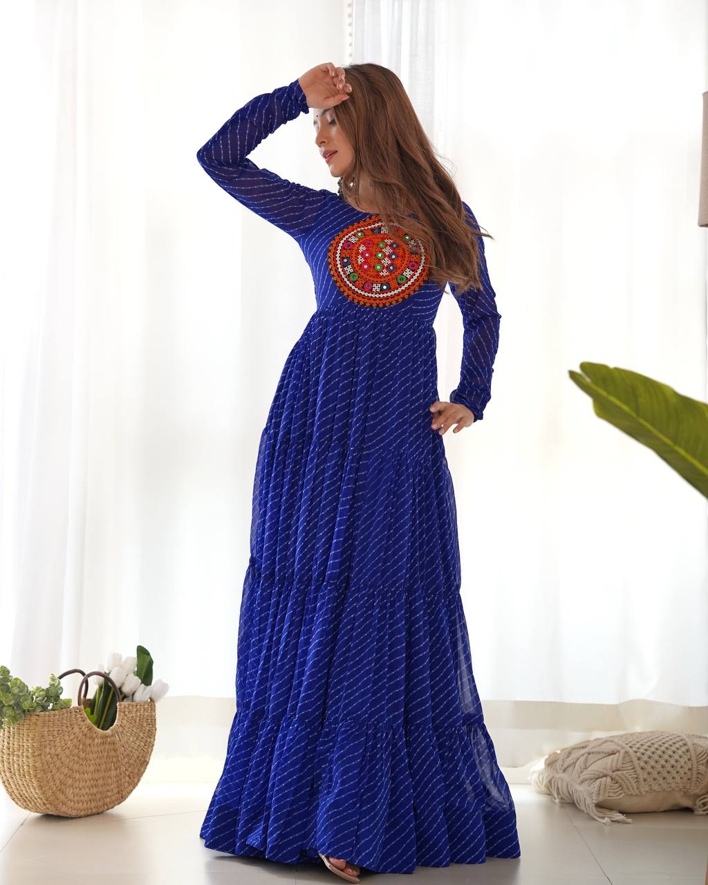 Dandiya Bandhani Inspired Flared Gown