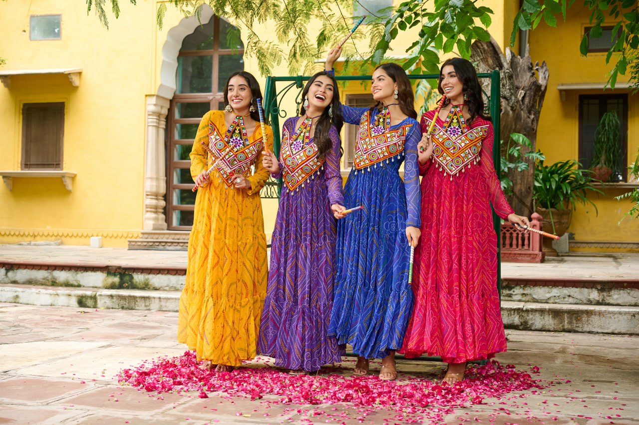 Garba Glamour Bandhani Print Stylist Gown