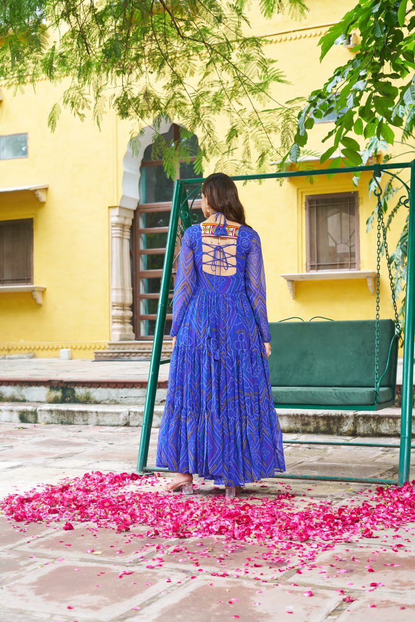 Garba Glamour Bandhani Print Stylist Gown