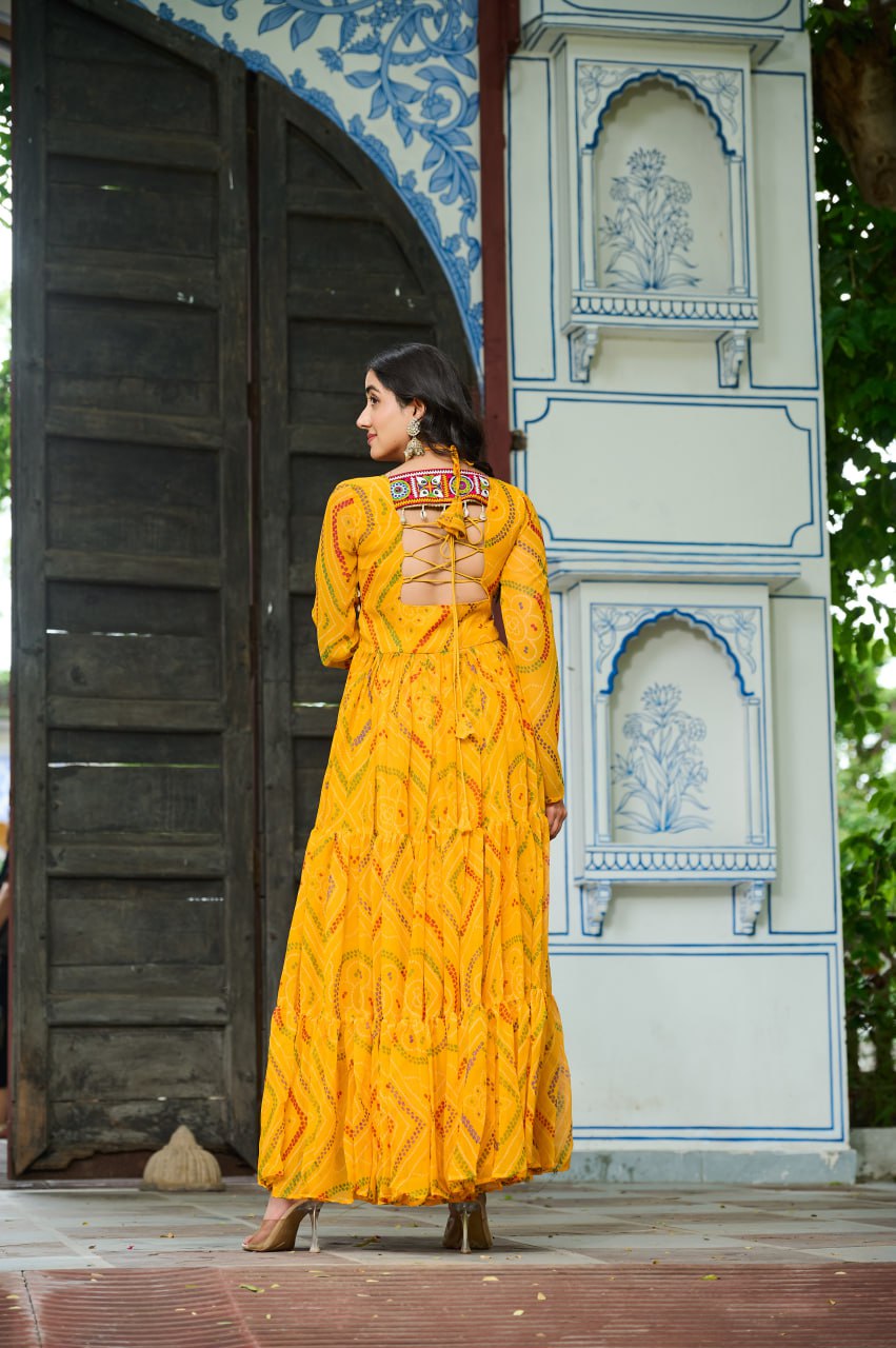Garba Glamour Bandhani Print Stylist Gown