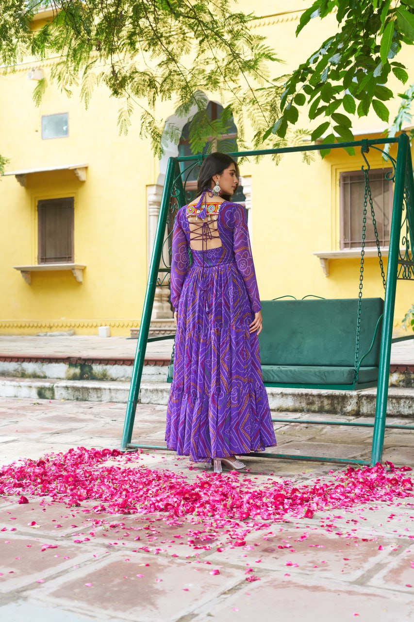 Garba Glamour Bandhani Print Stylist Gown