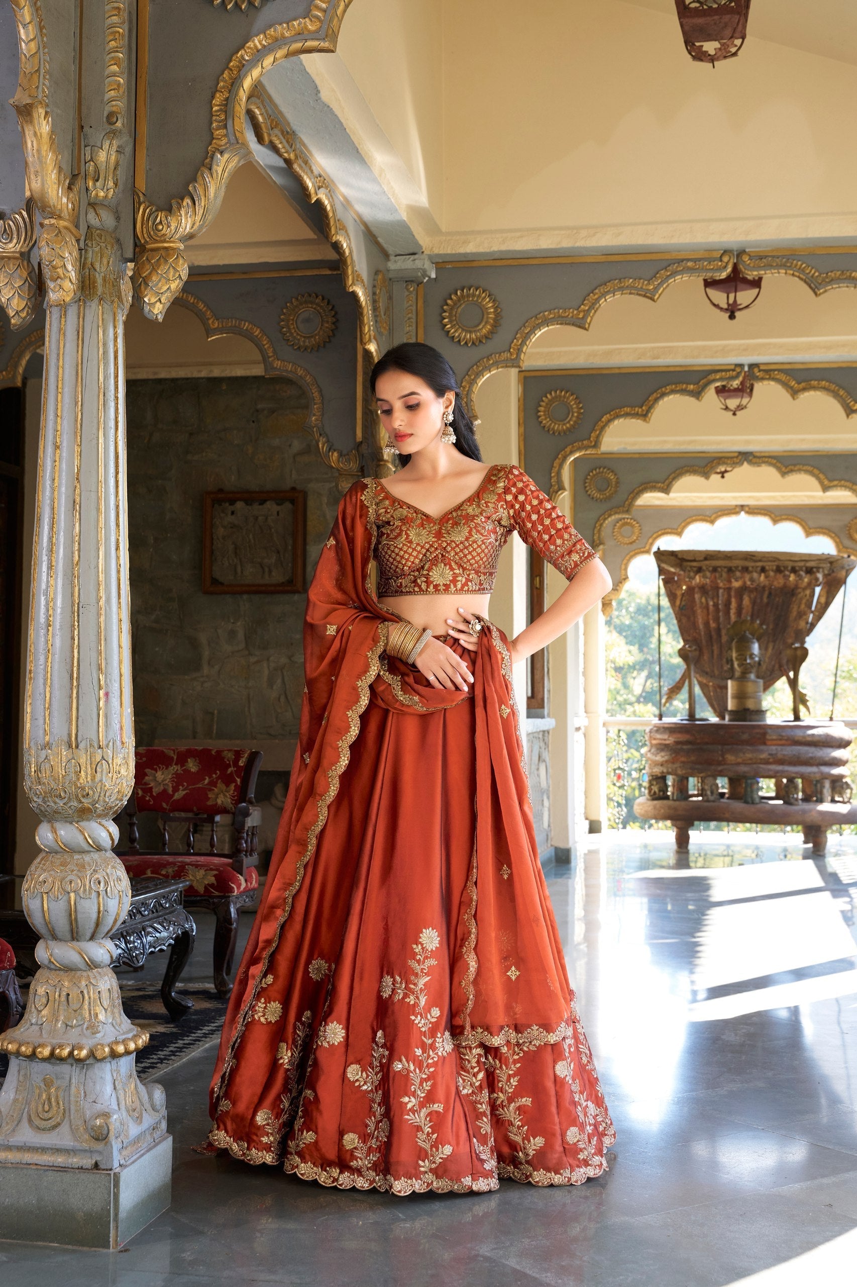 Aarohi Beautiful Designer Rangoli Silk Lehena Choli