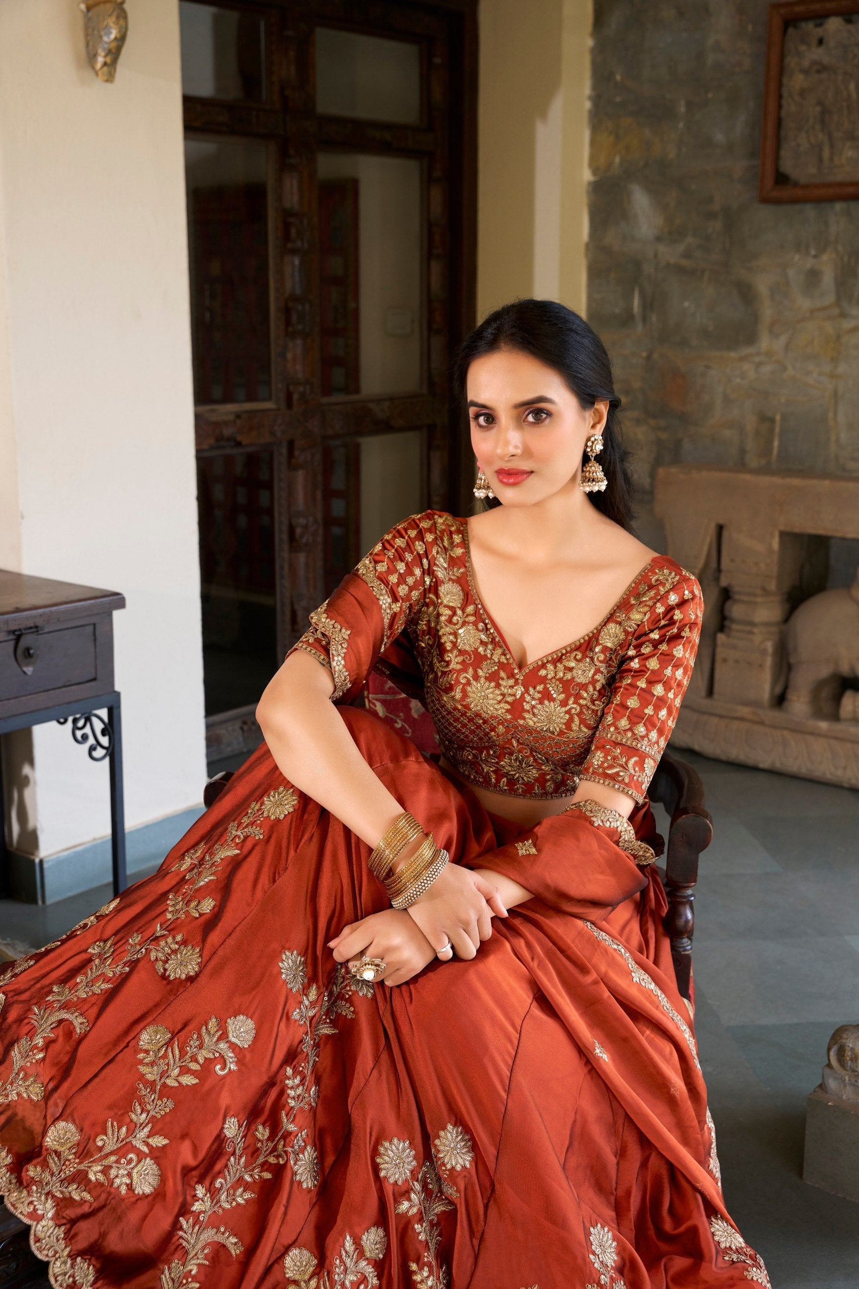 Aarohi Beautiful Designer Rangoli Silk Lehena Choli