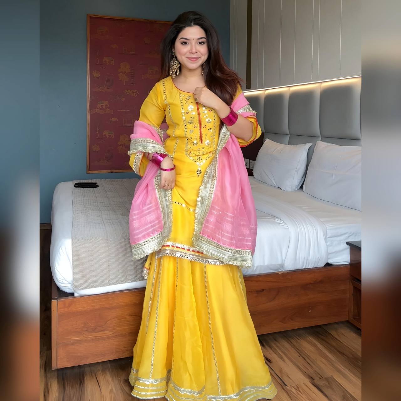 Advika Royal Haldi Bloom Luxury Readymade Sharara Set