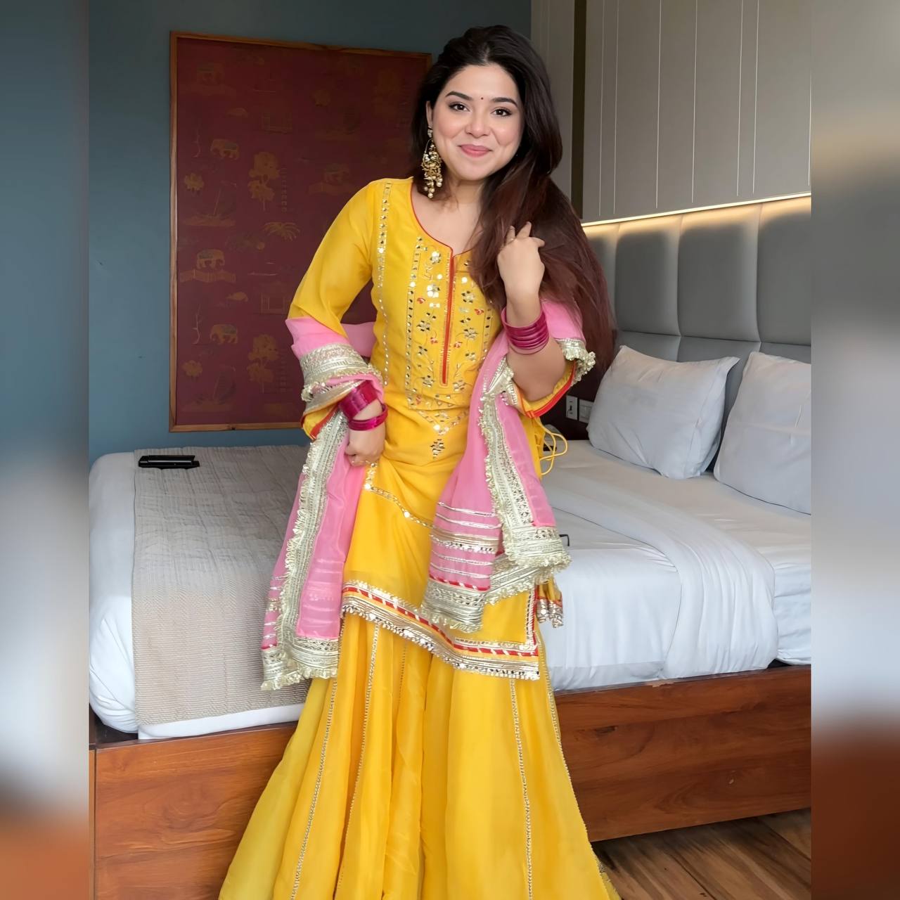 Advika Royal Haldi Bloom Luxury Readymade Sharara Set