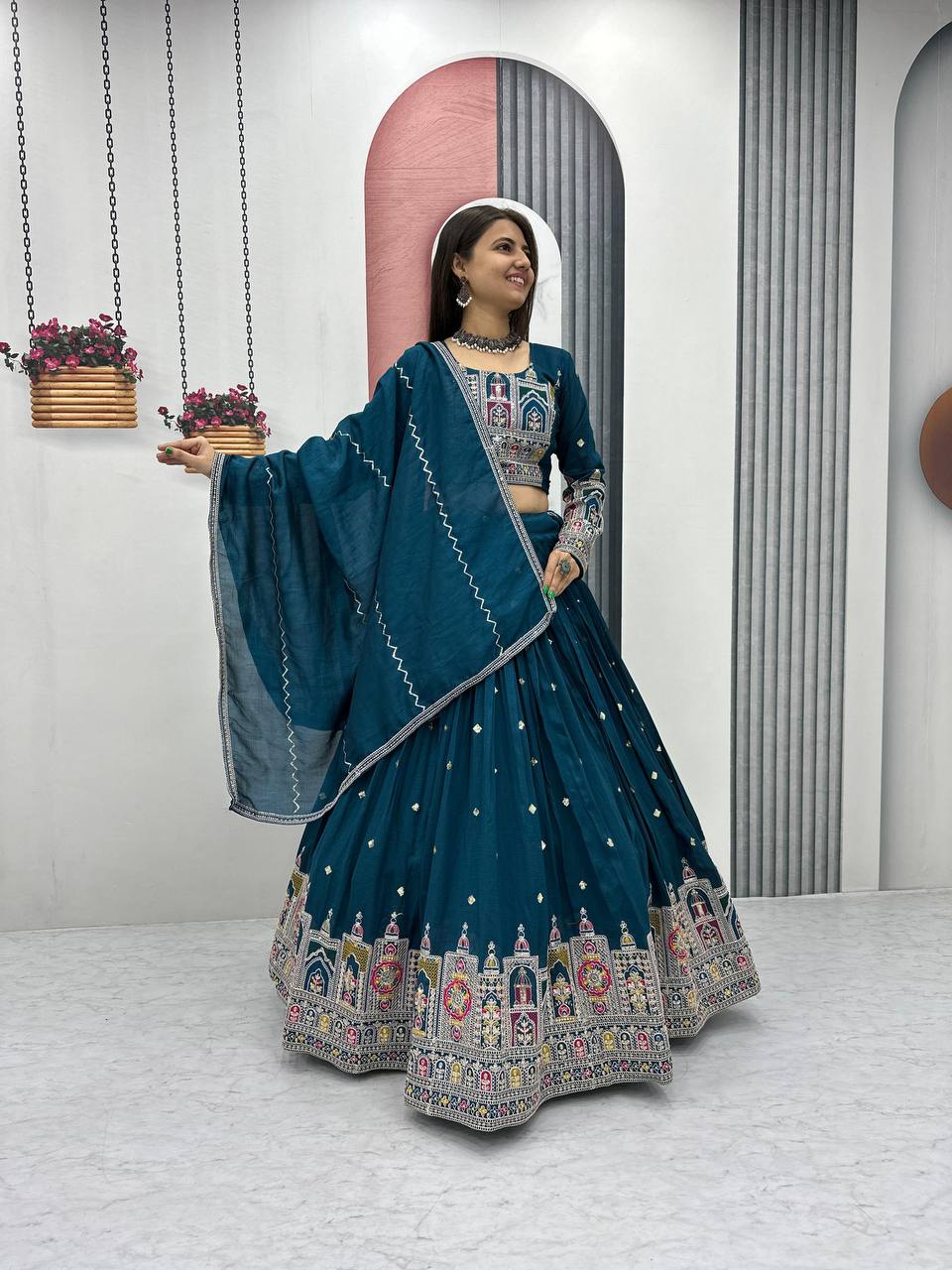 Ridhima Pure Vichitra Lehenga with Coading Sequence Work Dupatta