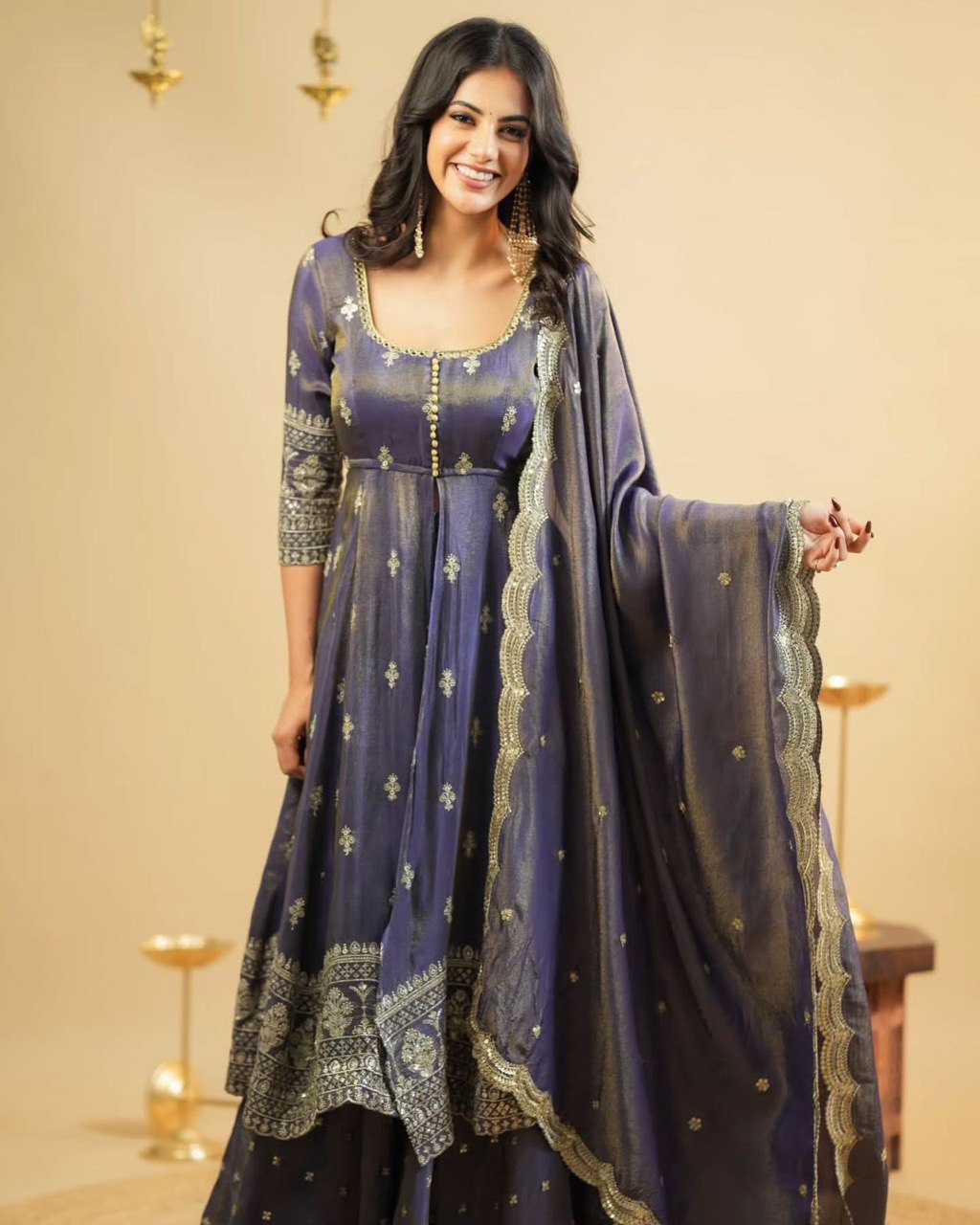 Aanya Royal Purple with Heritage Borders Dreamy Festive Wear Kurta Set