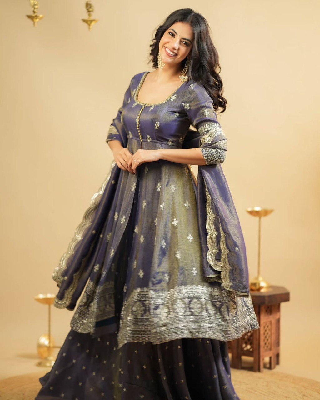 Aanya Royal Purple with Heritage Borders Dreamy Festive Wear Kurta Set